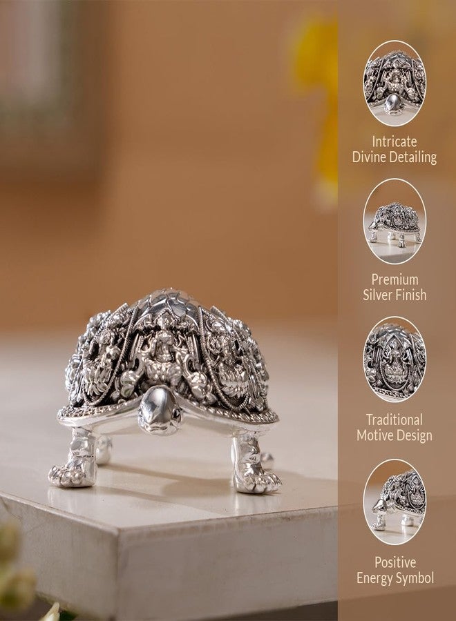 Svastika Silver-Plated Ashtalakshmi Kurma Tortoise | 3.5 Inch Vastu Idol with 8 Lakshmi Avatars for Wealth & Prosperity | Spiritual Home Decor - Image 4